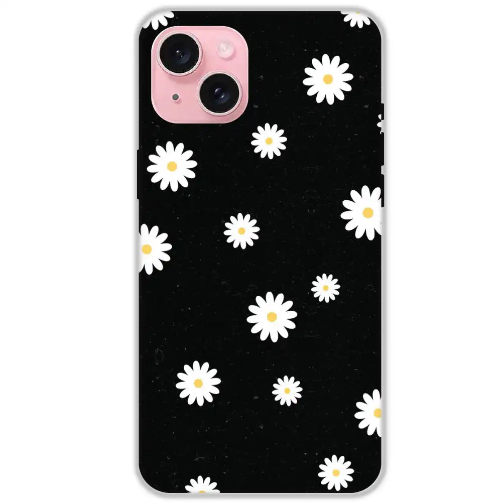 White And Black Flower - Hard Cases For Apple iPhone 15 Plus