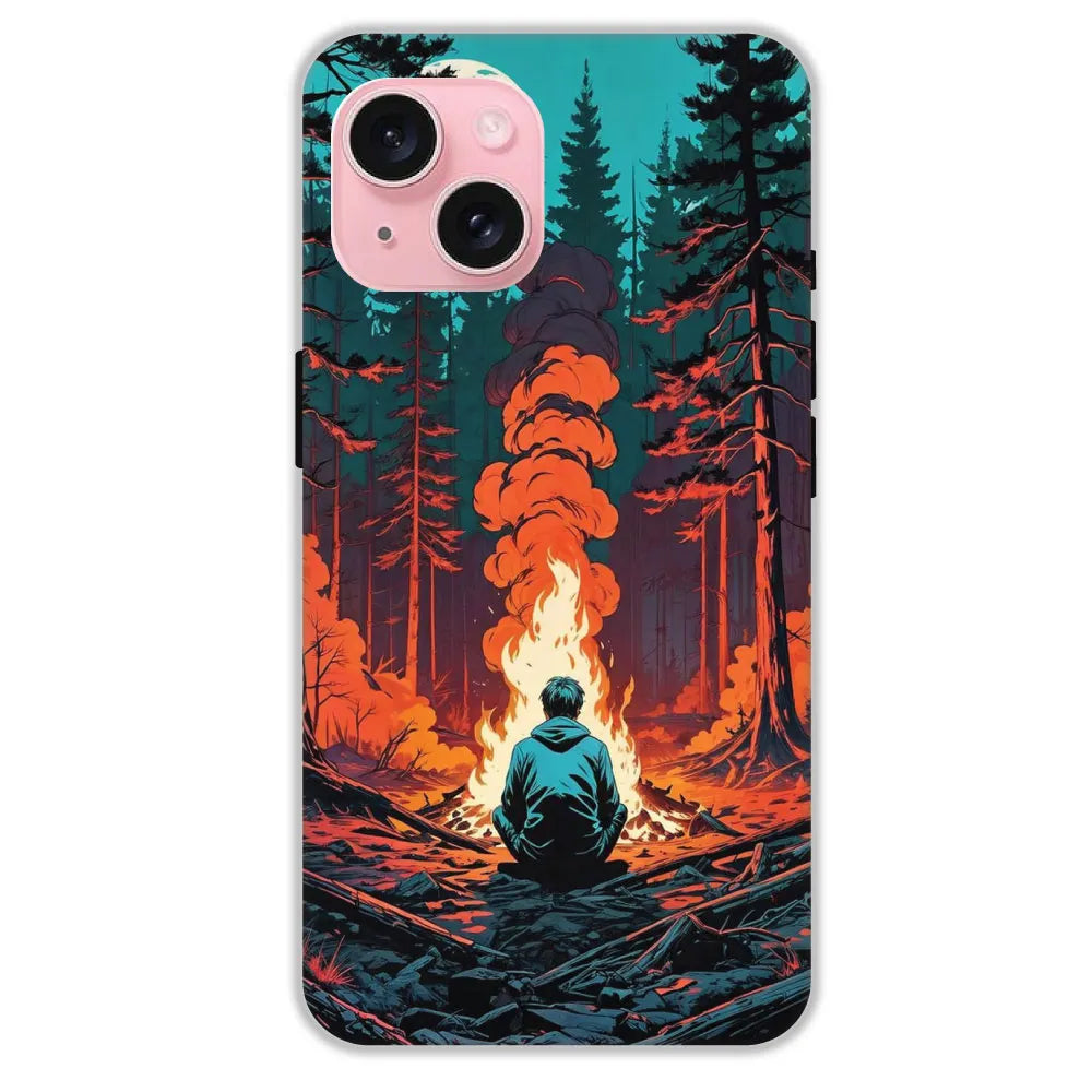 Boy With Camp Fire - Hard Cases For Apple iPhone 15 Plus