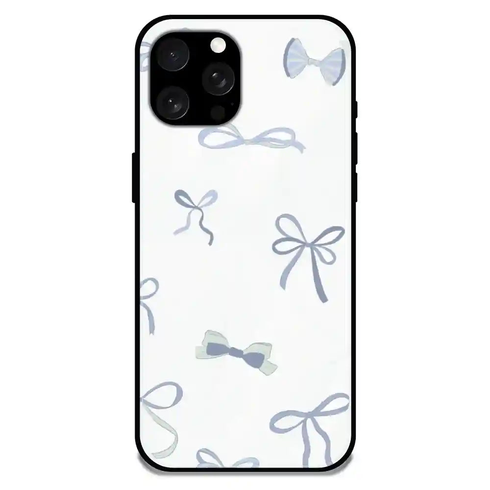 'Blue Bows - Glossy Metal Silicone Case For Apple iPhone 15 Pro Max