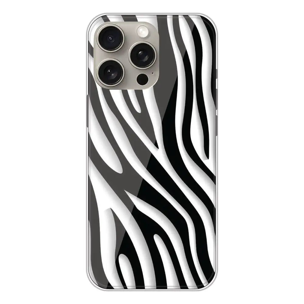 Zebra Print - Clear Printed Silicone Case For Apple iPhone 15 Pro Max