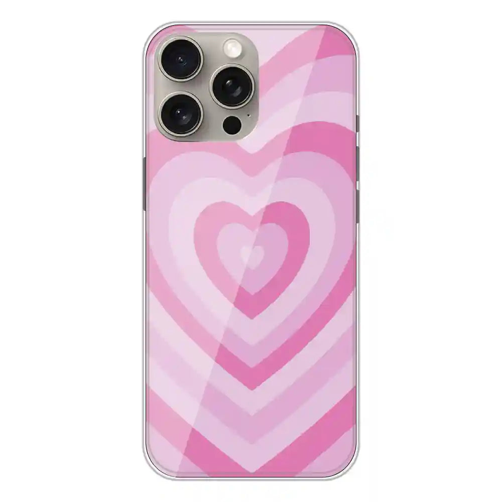 Pink Hearts - Printed Silicone Case For Apple iPhone 15 Pro Max