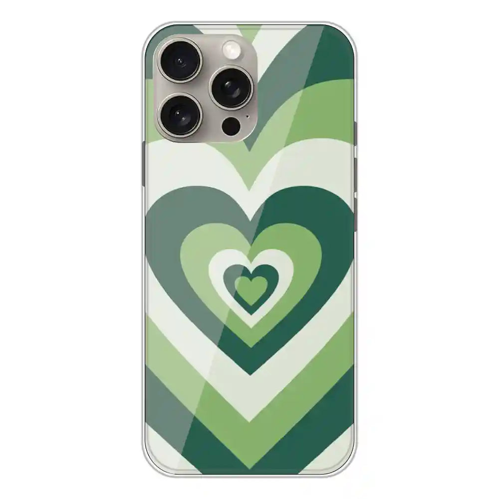 Dark Green Hearts - Printed Silicone Case For Apple iPhone 15 Pro Max