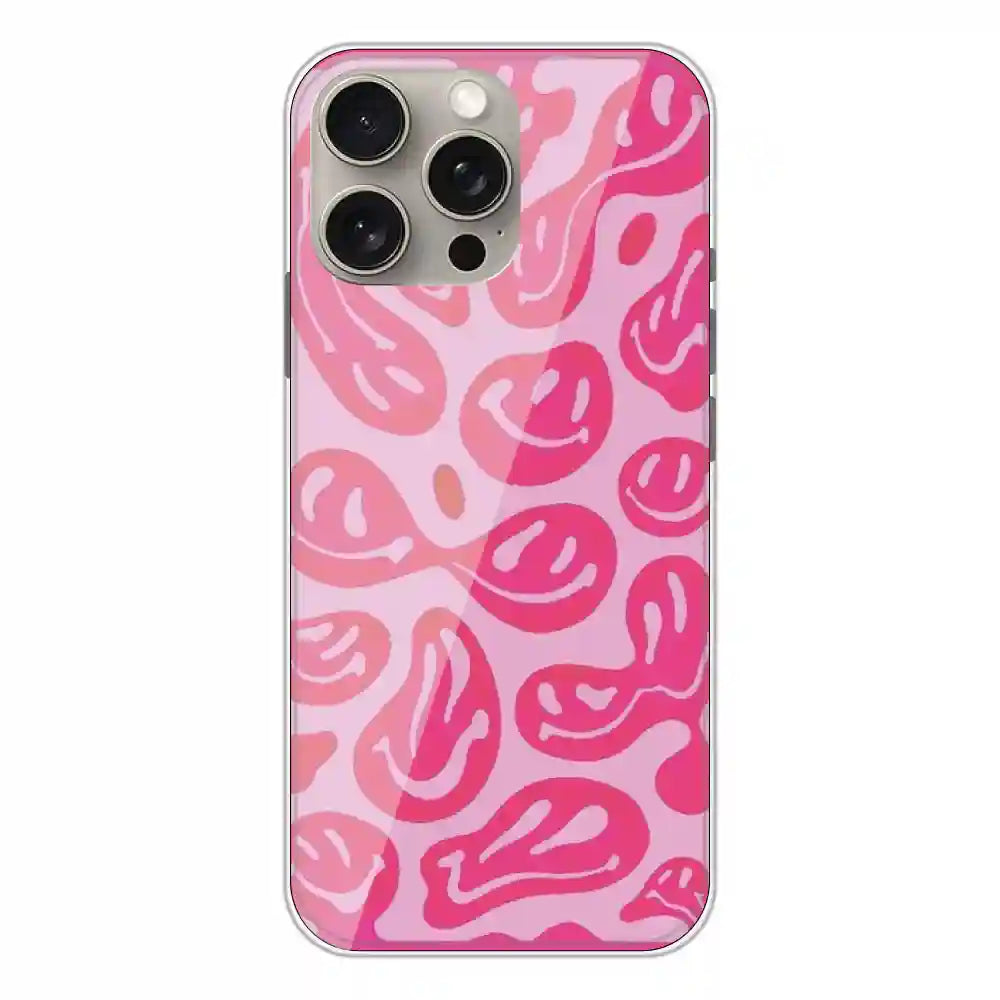 Pink Smiles - Printed Silicone Case For Apple iPhone 15 Pro Max