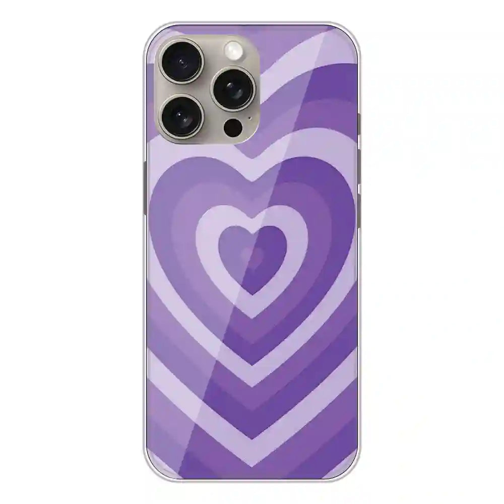 Purple Hearts - Printed Silicone Case For Apple iPhone 15 Pro Max