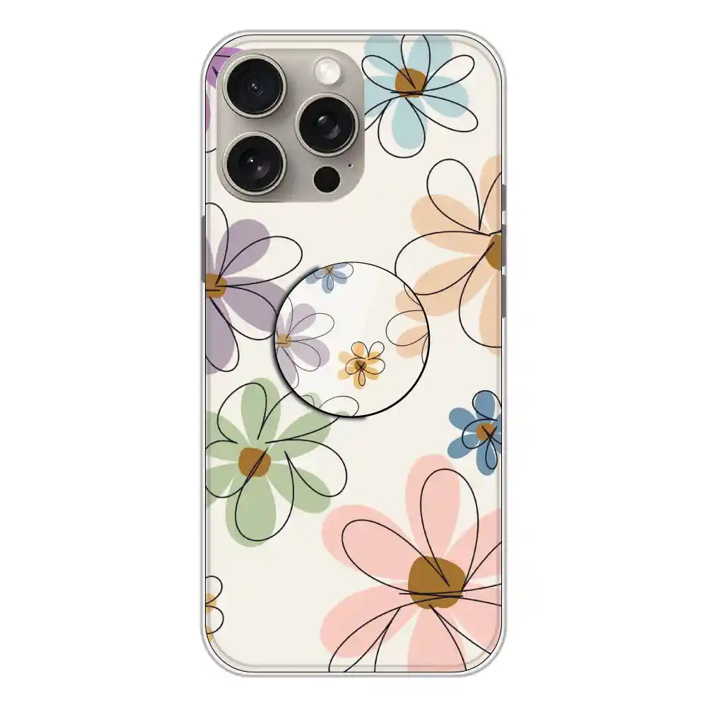 Rainbow Flowers - Silicone Grip Case For Apple iPhone 15 Pro Max