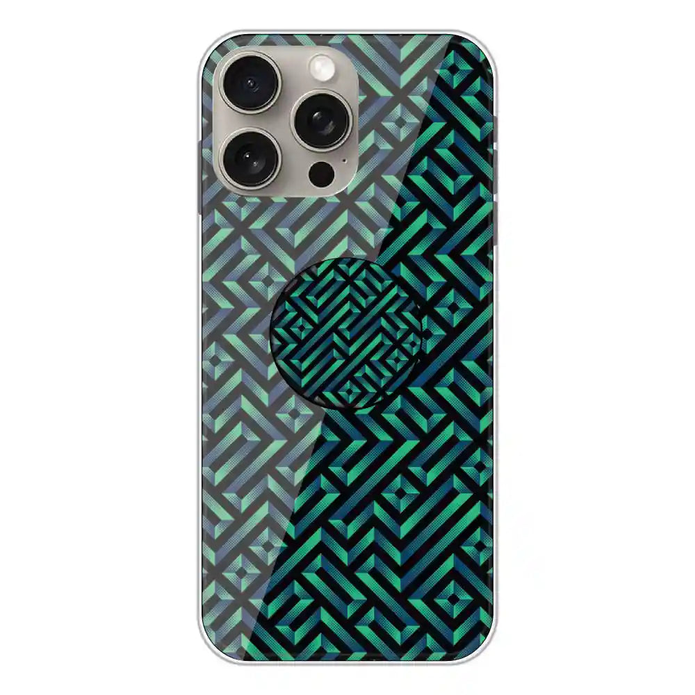 Green Mosiac Art - Silicone Grip Case For Apple iPhone 15 Pro Max