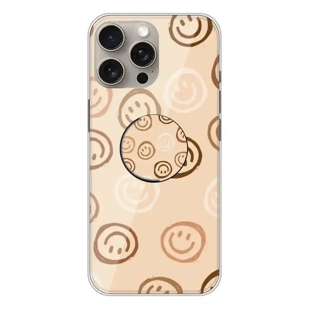 Brown Smilies - Silicone Grip Case For Apple iPhone 15 Pro Max