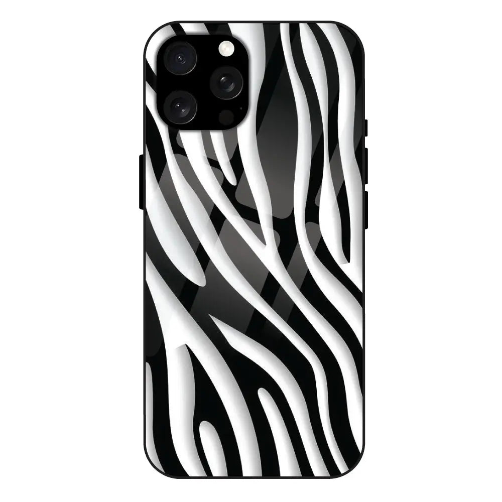 Zebra Print - Glass Case For Apple iPhone 15 Pro Max