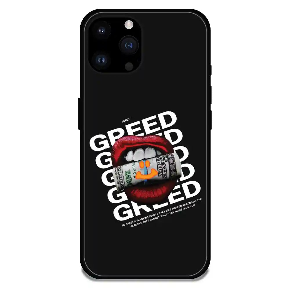 'Greed - Glossy Metal Silicone Case For Apple iPhone 15 Pro Max