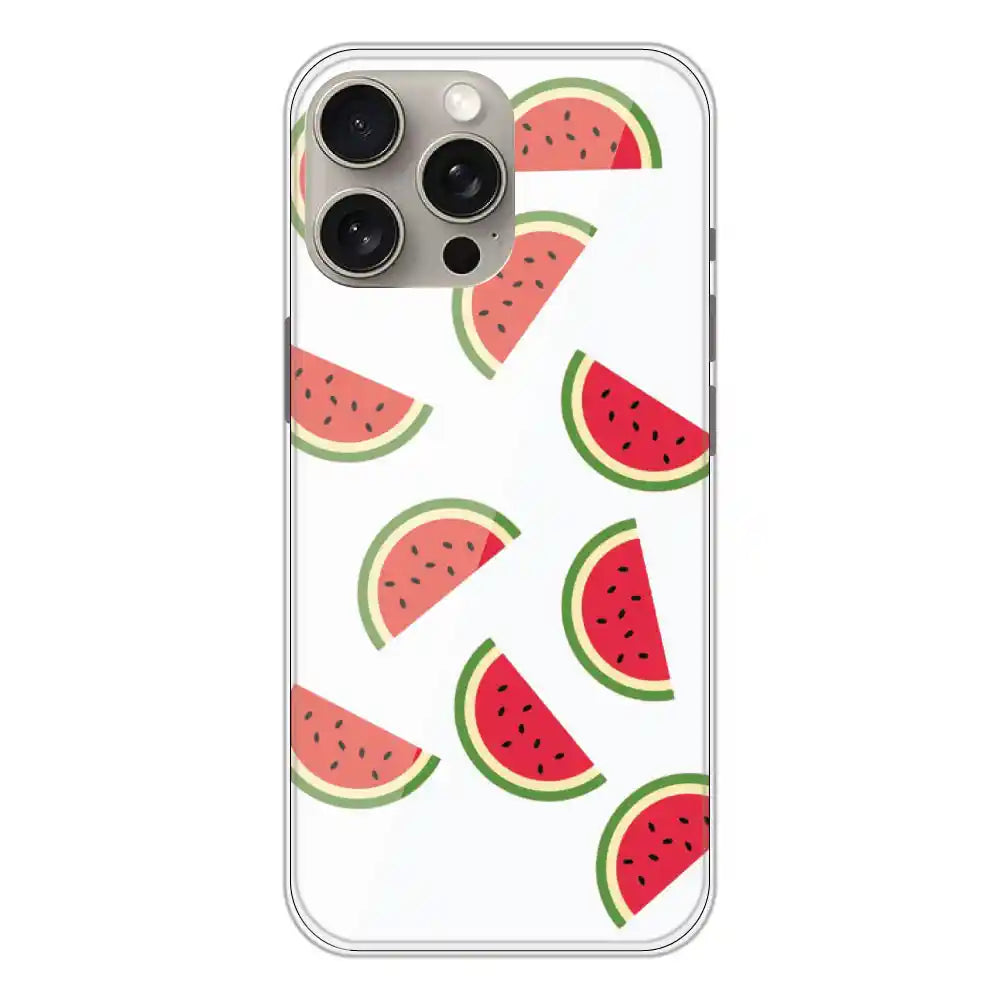 Watermelons - Clear Printed Silicone Case For Apple iPhone 15 Pro Max