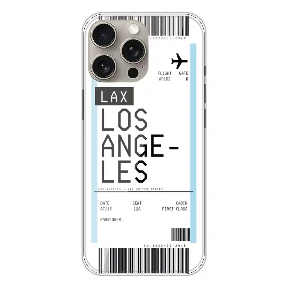 Los Angeles Ticket - Clear Printed Silicone Case For Apple iPhone 15 Pro Max