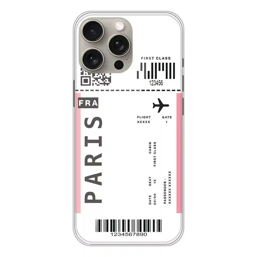 Paris Ticket - Clear Printed Silicone Case For Apple iPhone 15 Pro Max