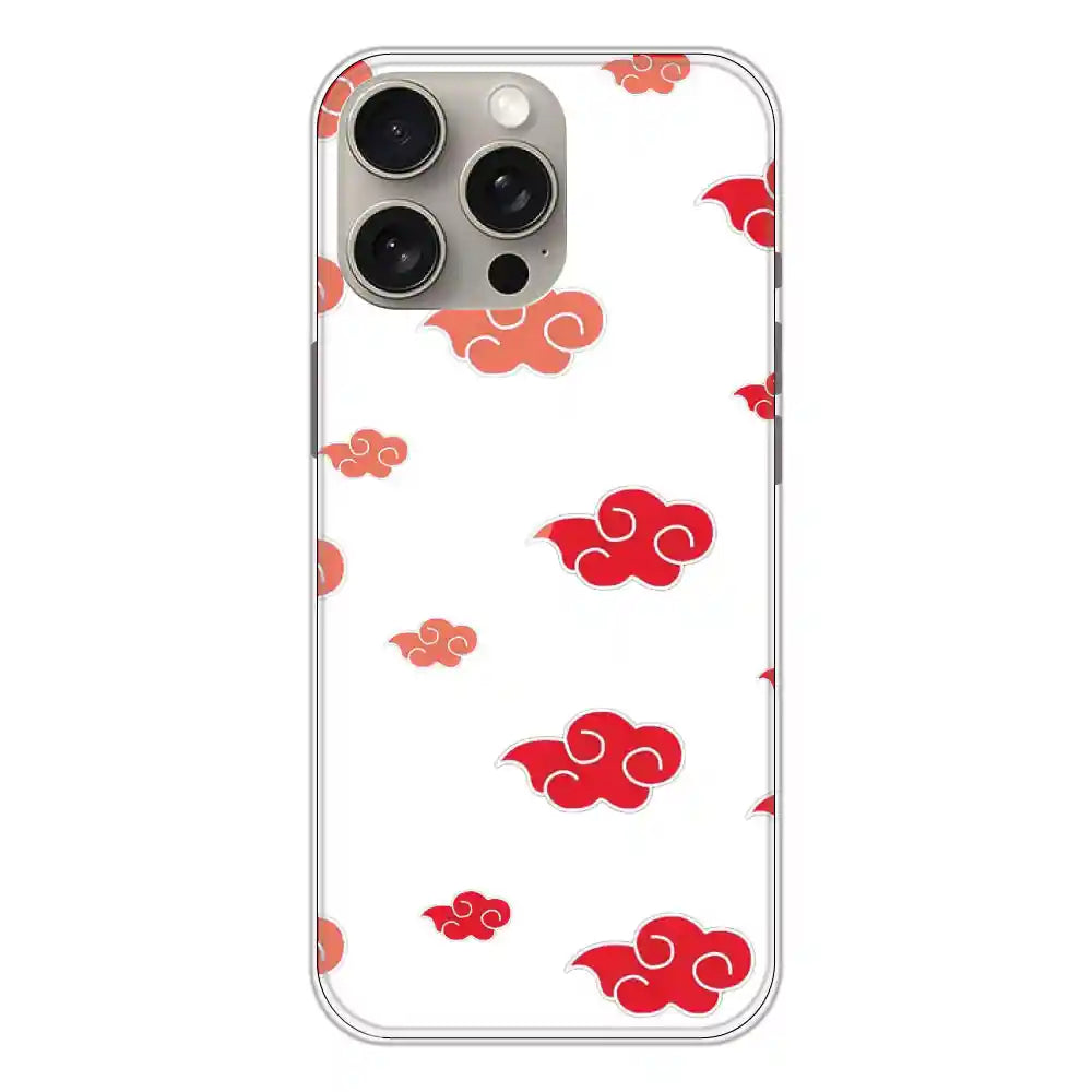 Red Clouds - Clear Printed Silicone Case For Apple iPhone 15 Pro Max