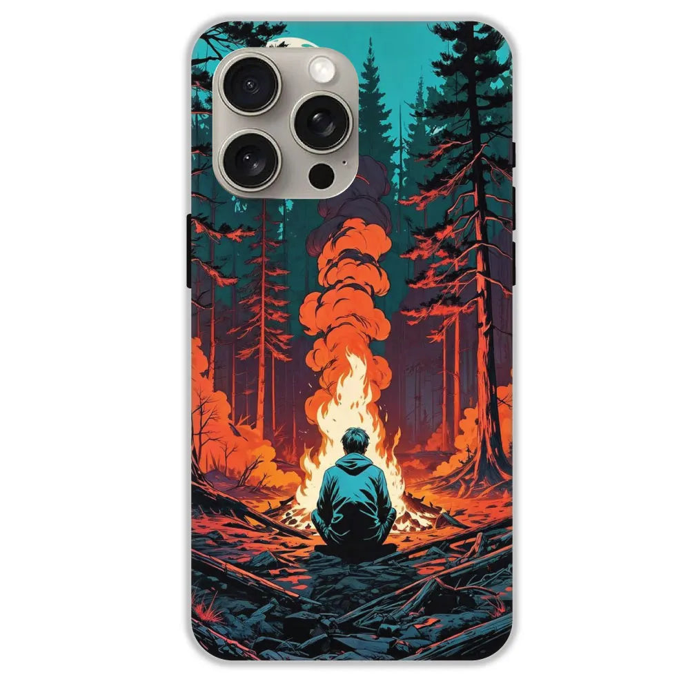 Boy With Camp Fire - Hard Cases For Apple iPhone 15 Pro Max