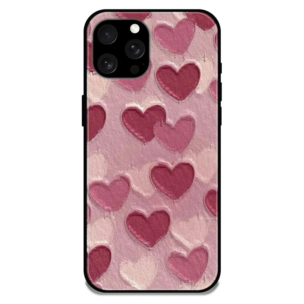 'Pastel Hearts Love - Glossy Metal Silicone Case For Apple iPhone 15 Pro Max