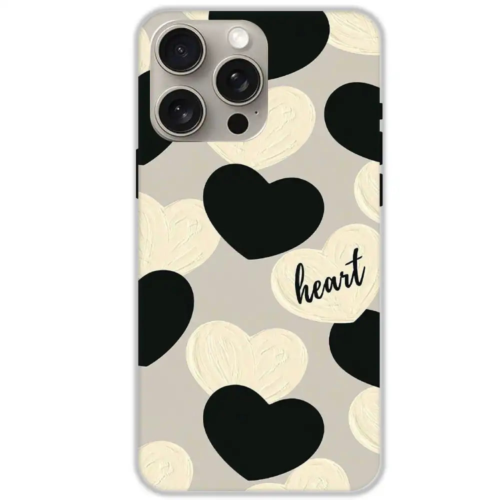 Black And White Heart - Hard Cases For Apple iPhone 15 Pro Max