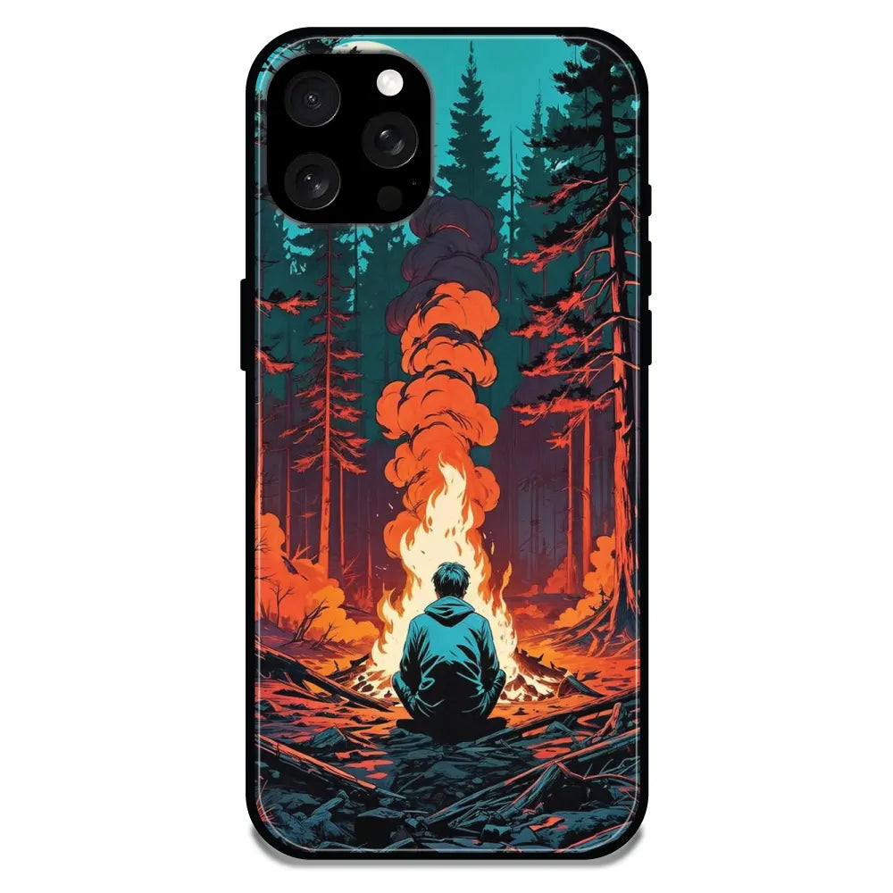 'Boy With Camp Fire - Glossy Metal Silicone Case For Apple iPhone 15 Pro Max