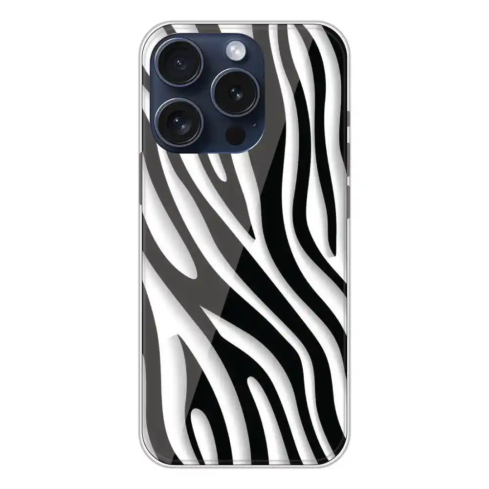 Zebra Print - Clear Printed Silicone Case For Apple iPhone 15 Pro