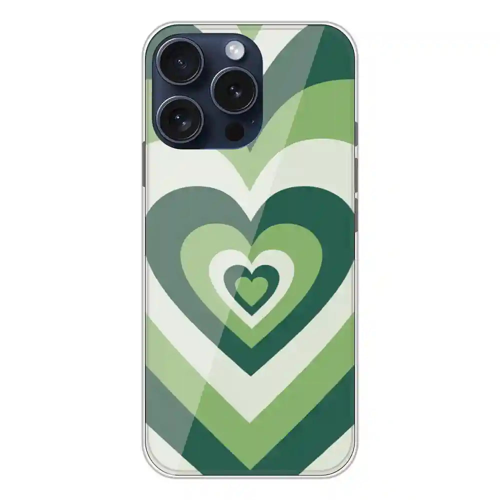 Dark Green Hearts - Printed Silicone Case For Apple iPhone 15 Pro