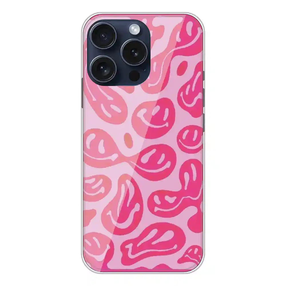 Pink Smiles - Printed Silicone Case For Apple iPhone 15 Pro