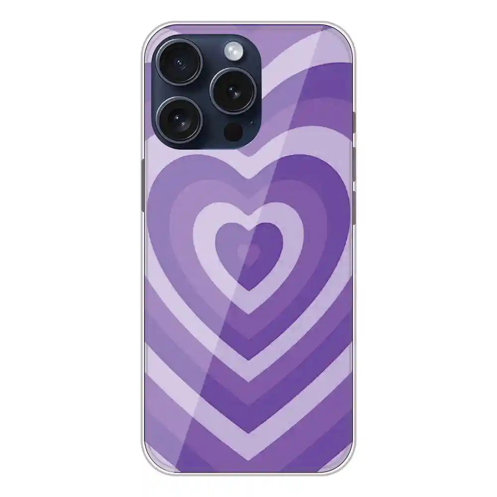 Purple Hearts - Printed Silicone Case For Apple iPhone 15 Pro