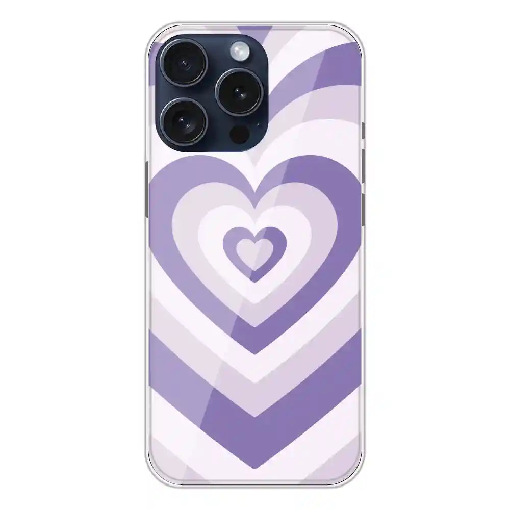 Dark Purple Hearts - Printed Silicone Case For Apple iPhone 15 Pro