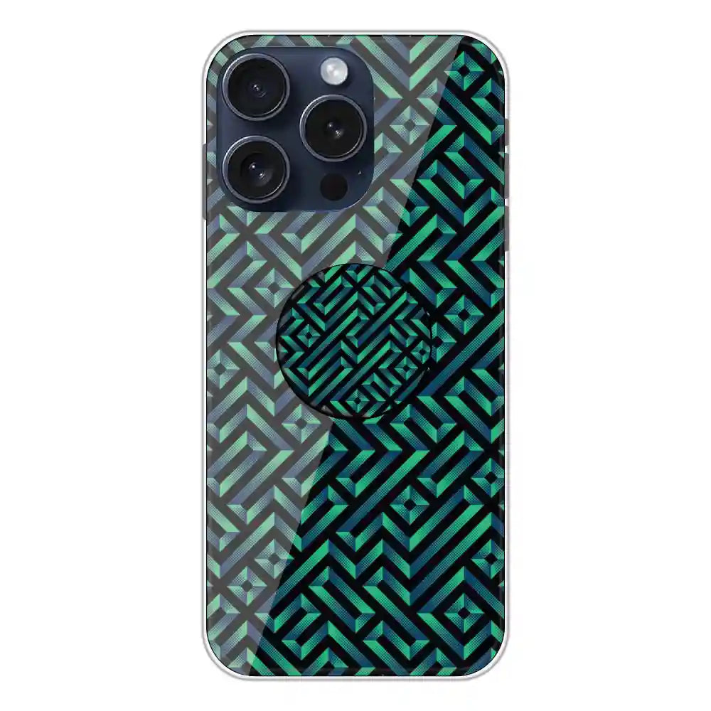Green Mosiac Art - Silicone Grip Case For Apple iPhone 15 Pro