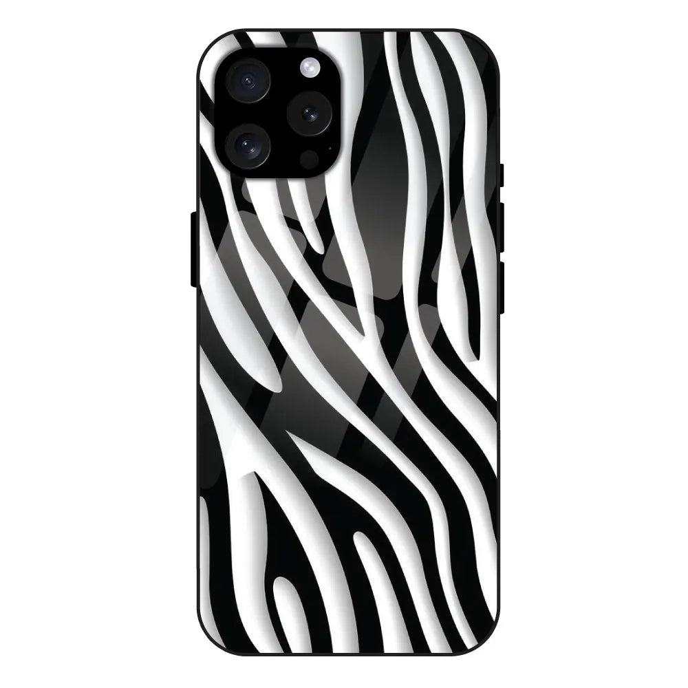 Zebra Print - Glass Case For Apple iPhone 15 Pro