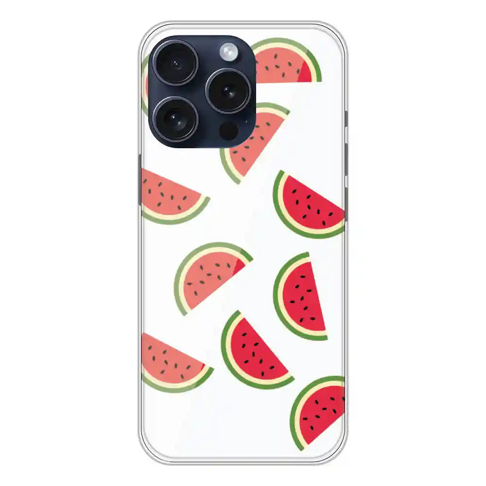 Watermelons - Clear Printed Silicone Case For Apple iPhone 15 Pro