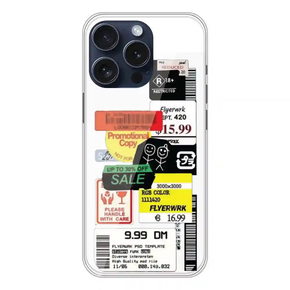 Sales - Clear Printed Silicone Case For Apple iPhone 15 Pro