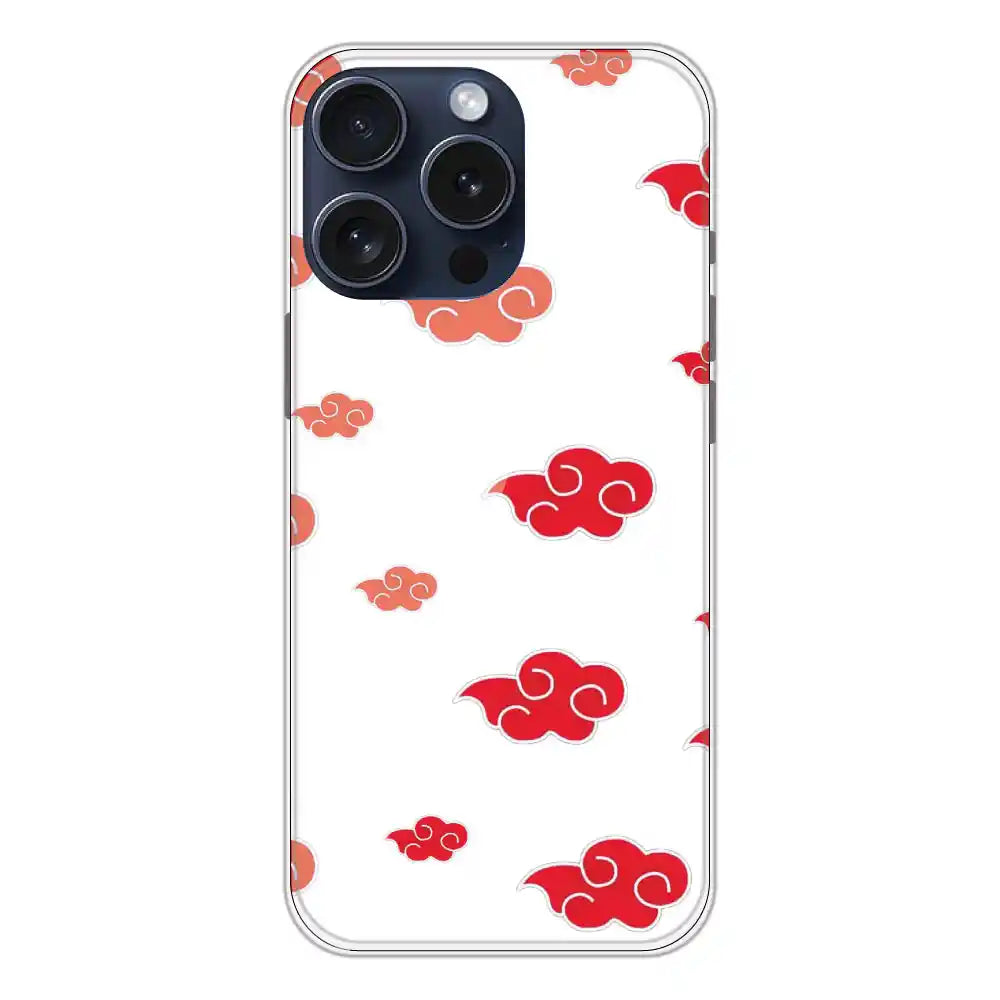 Red Clouds - Clear Printed Silicone Case For Apple iPhone 15 Pro