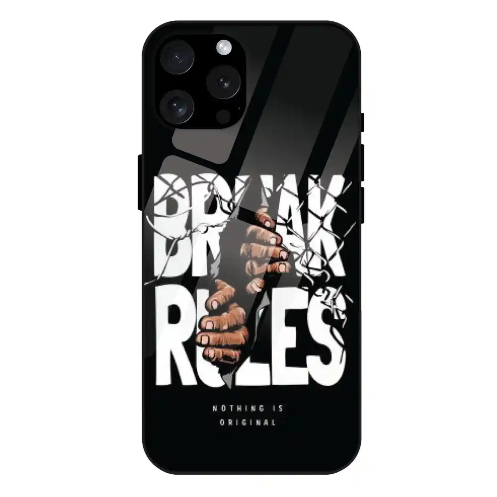 'Break Rules - Glass Case For Apple iPhone 15 Pro