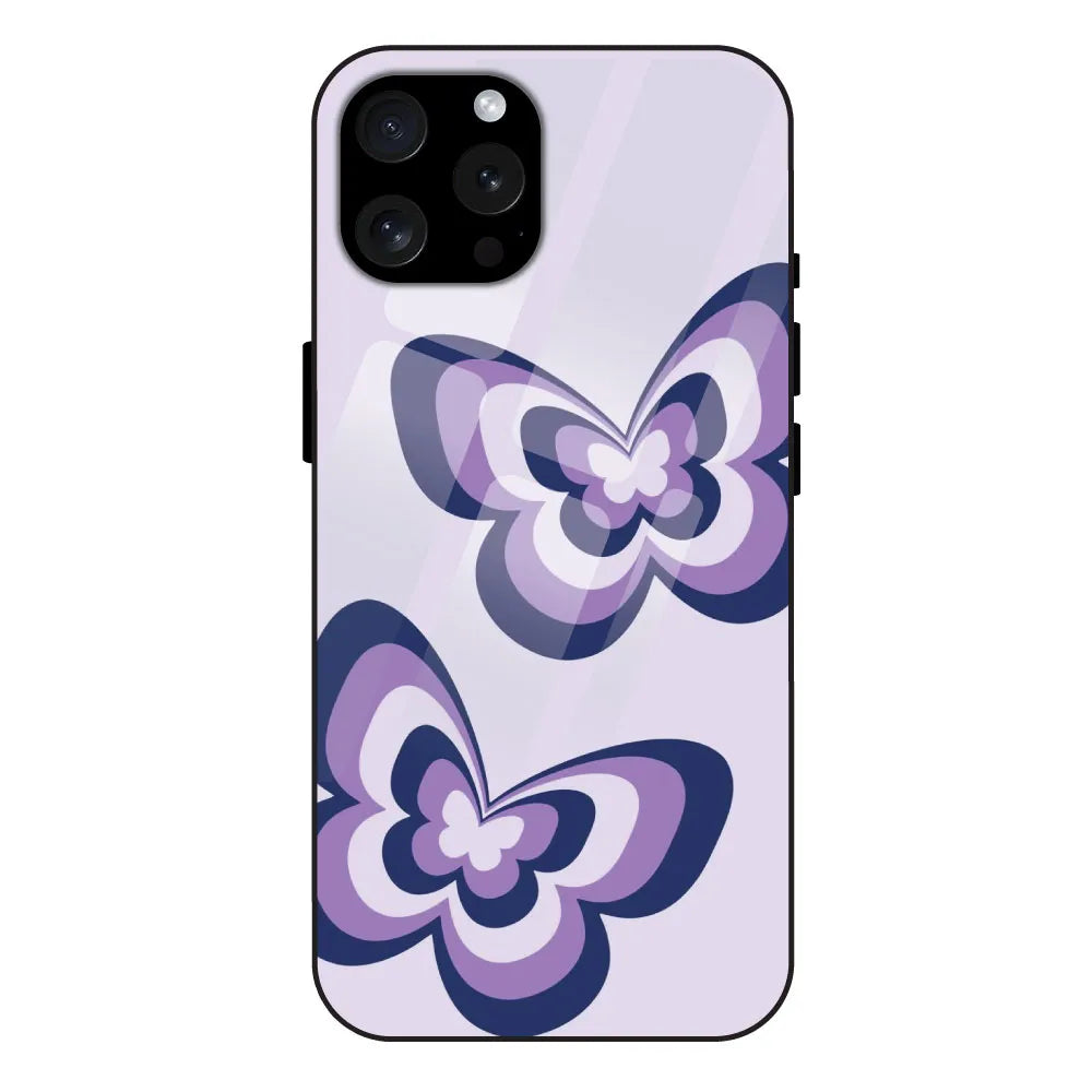 Blue butterflies - Glass Case For Apple iPhone 15 Pro