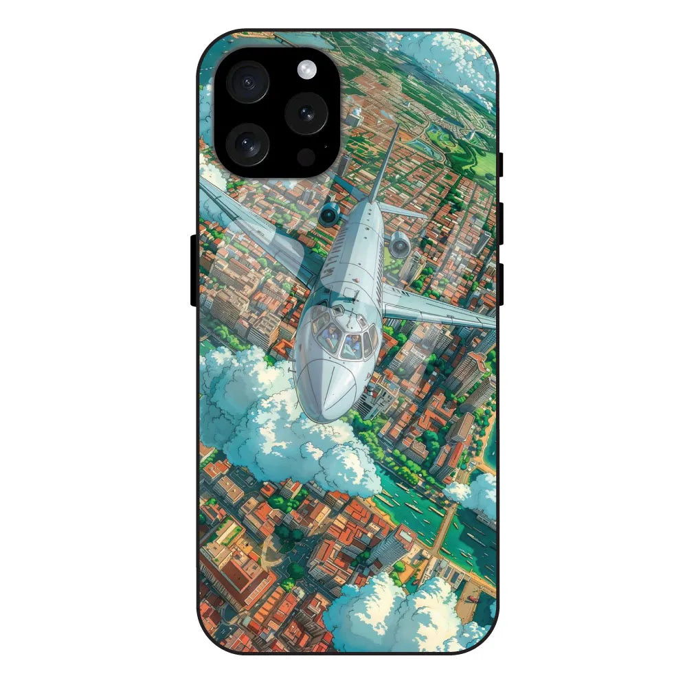 Flying Over City - Glossy Metal Silicone Case For Apple iPhone 15 Pro