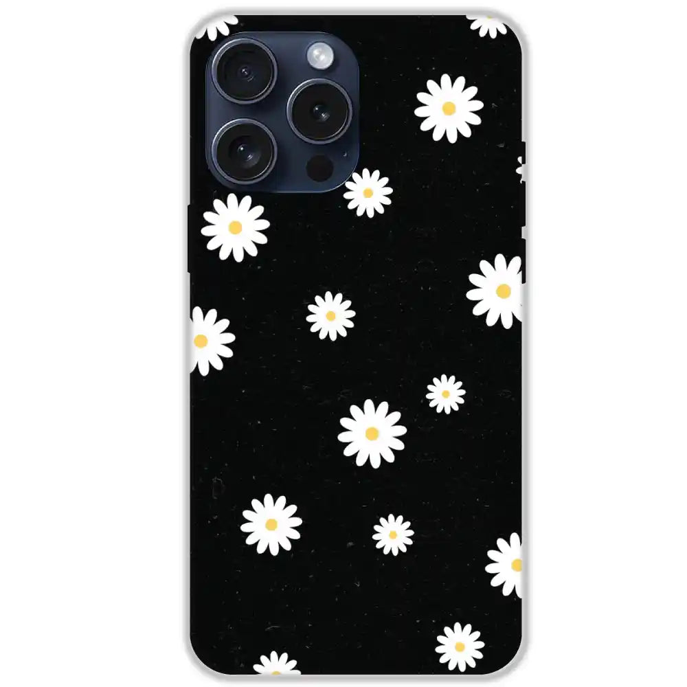 White And Black Flower - Hard Cases For Apple iPhone 15 Pro