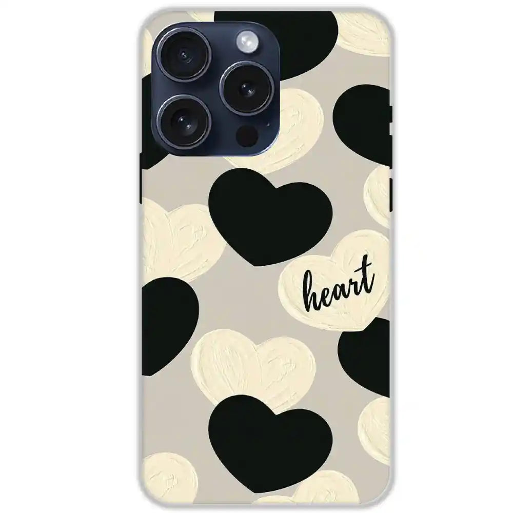 Black And White Heart - Hard Cases For Apple iPhone 15 Pro