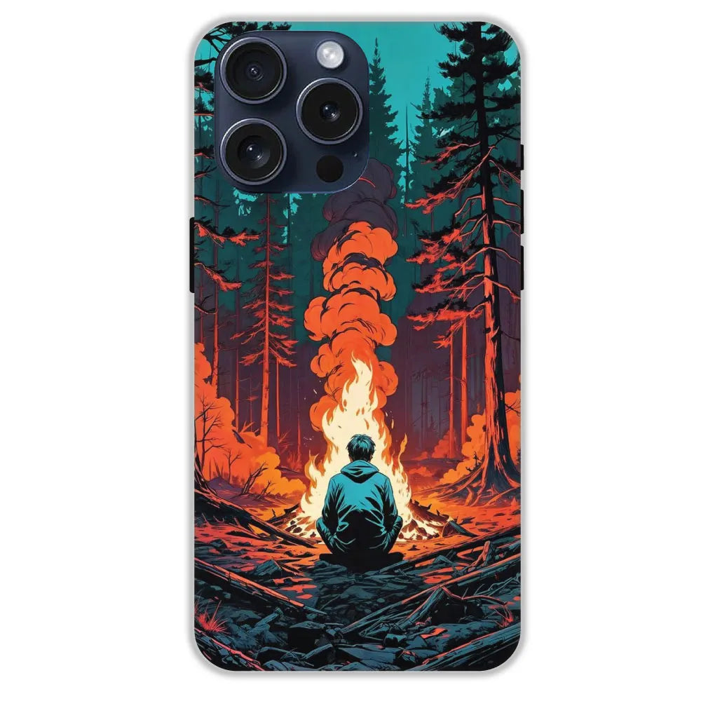 Boy With Camp Fire - Hard Cases For Apple iPhone 15 Pro