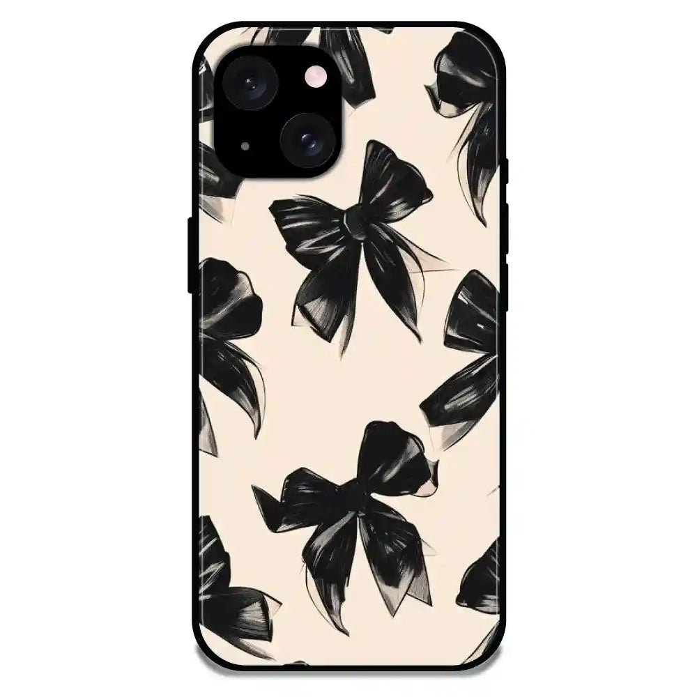'Black Bows - Glossy Metal Silicone Case For Apple iPhone 15