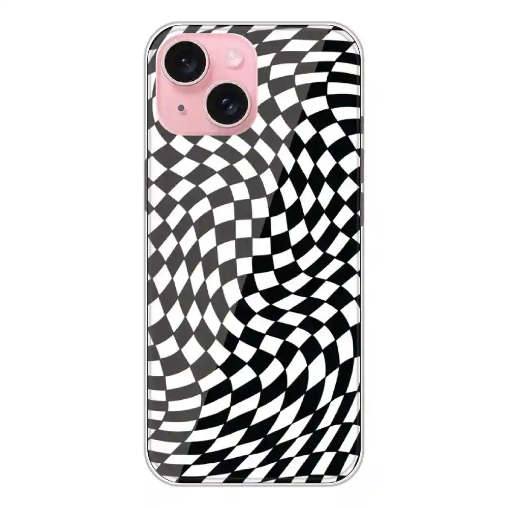 Checks - Printed Silicone Case For Apple iPhone 15