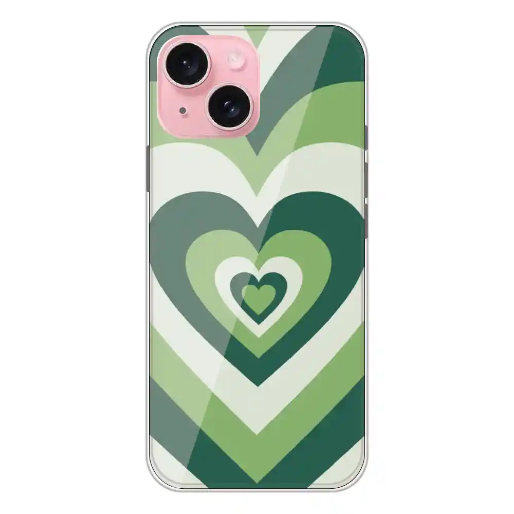 Dark Green Hearts - Printed Silicone Case For Apple iPhone 15