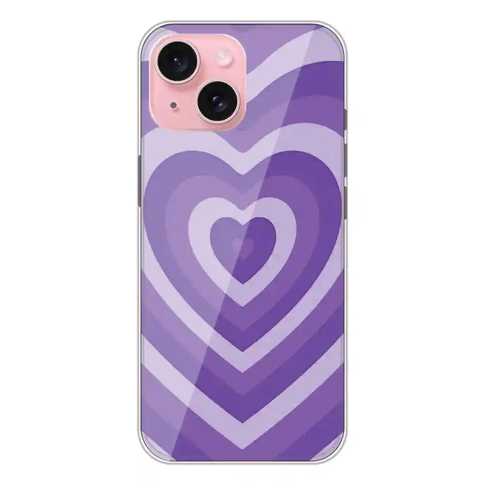 Purple Hearts - Printed Silicone Case For Apple iPhone 15