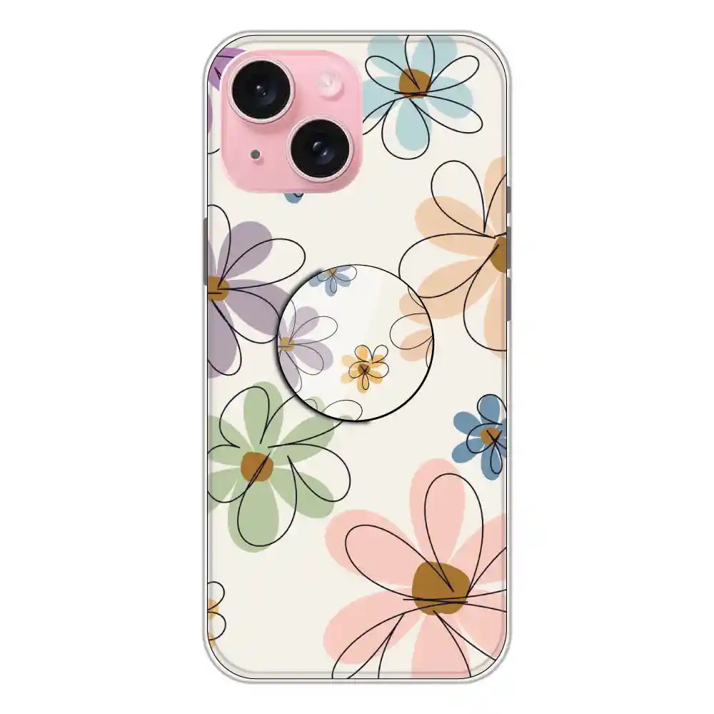 Rainbow Flowers - Silicone Grip Case For Apple iPhone 15
