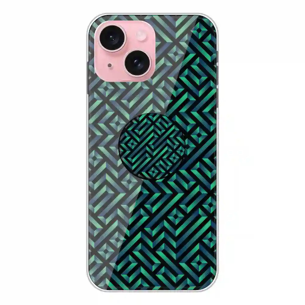 Green Mosiac Art - Silicone Grip Case For Apple iPhone 15