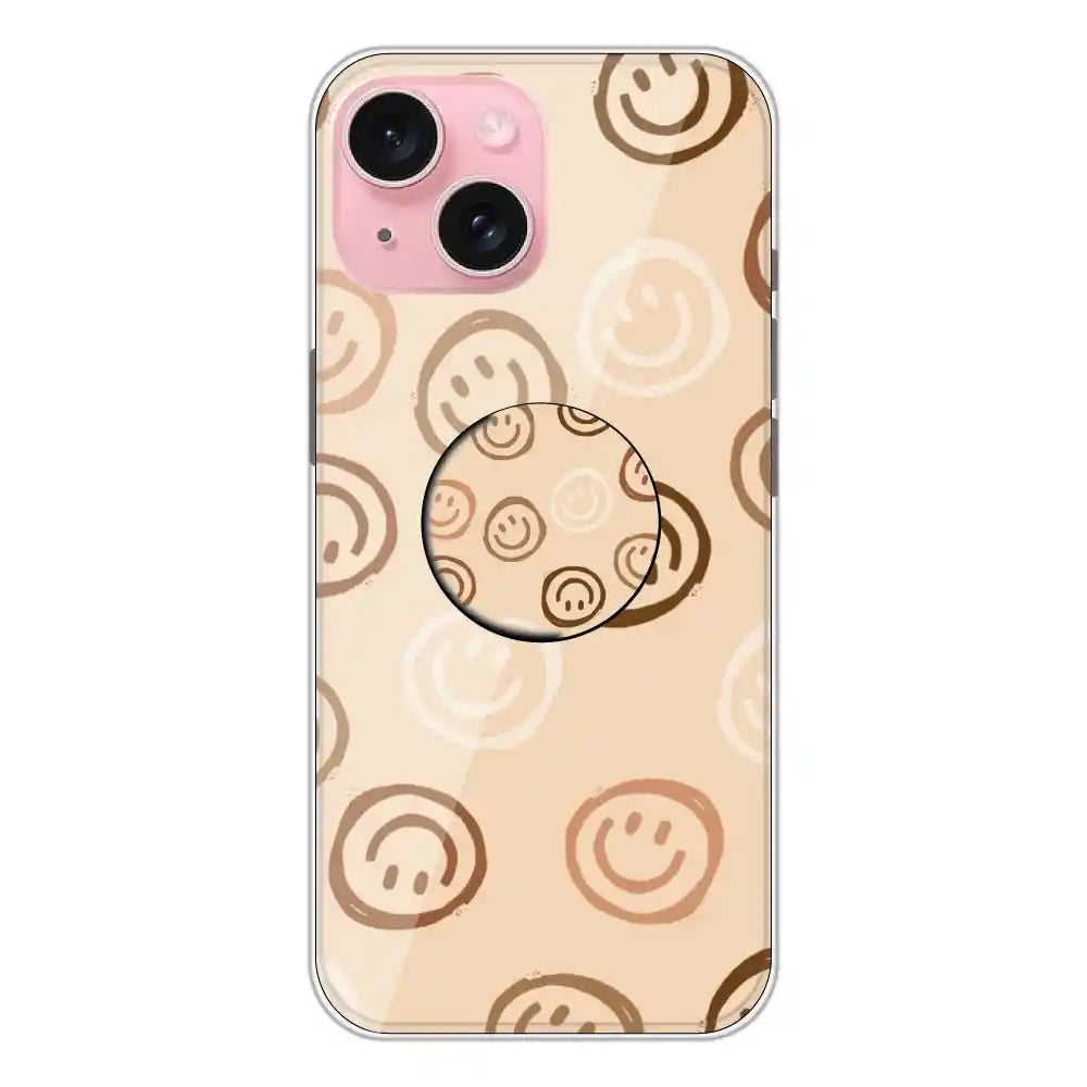 Brown Smilies - Silicone Grip Case For Apple iPhone 15