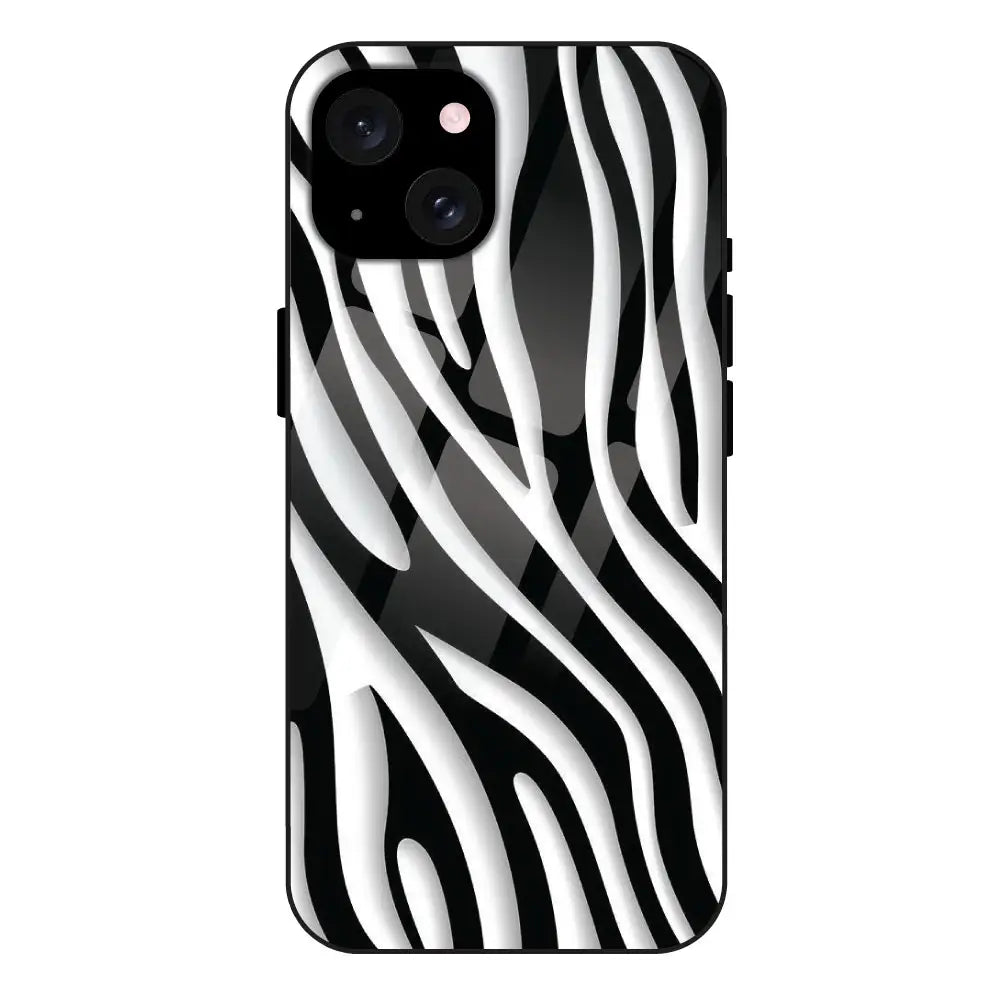 Zebra Print - Glass Case For Apple iPhone 15