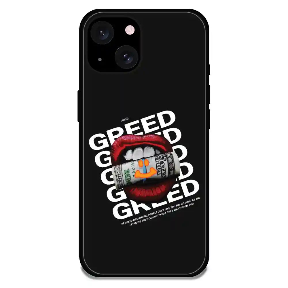 'Greed - Glossy Metal Silicone Case For Apple iPhone 15