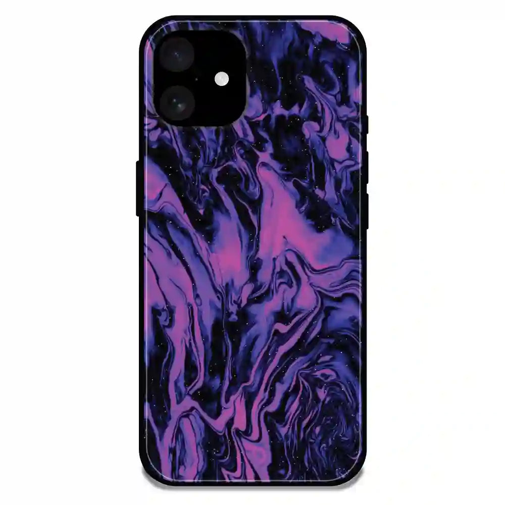 'Purple Swirl - Glossy Metal Silicone Case For Apple iPhone 15