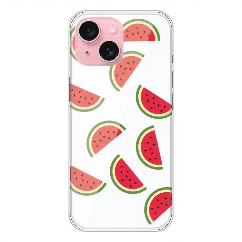 Watermelons - Clear Printed Silicone Case For Apple iPhone 15
