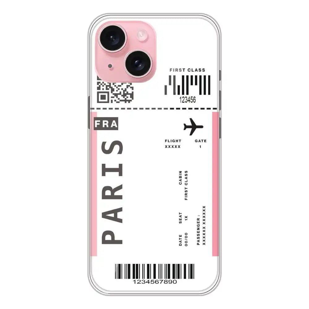 Paris Ticket - Clear Printed Silicone Case For Apple iPhone 15