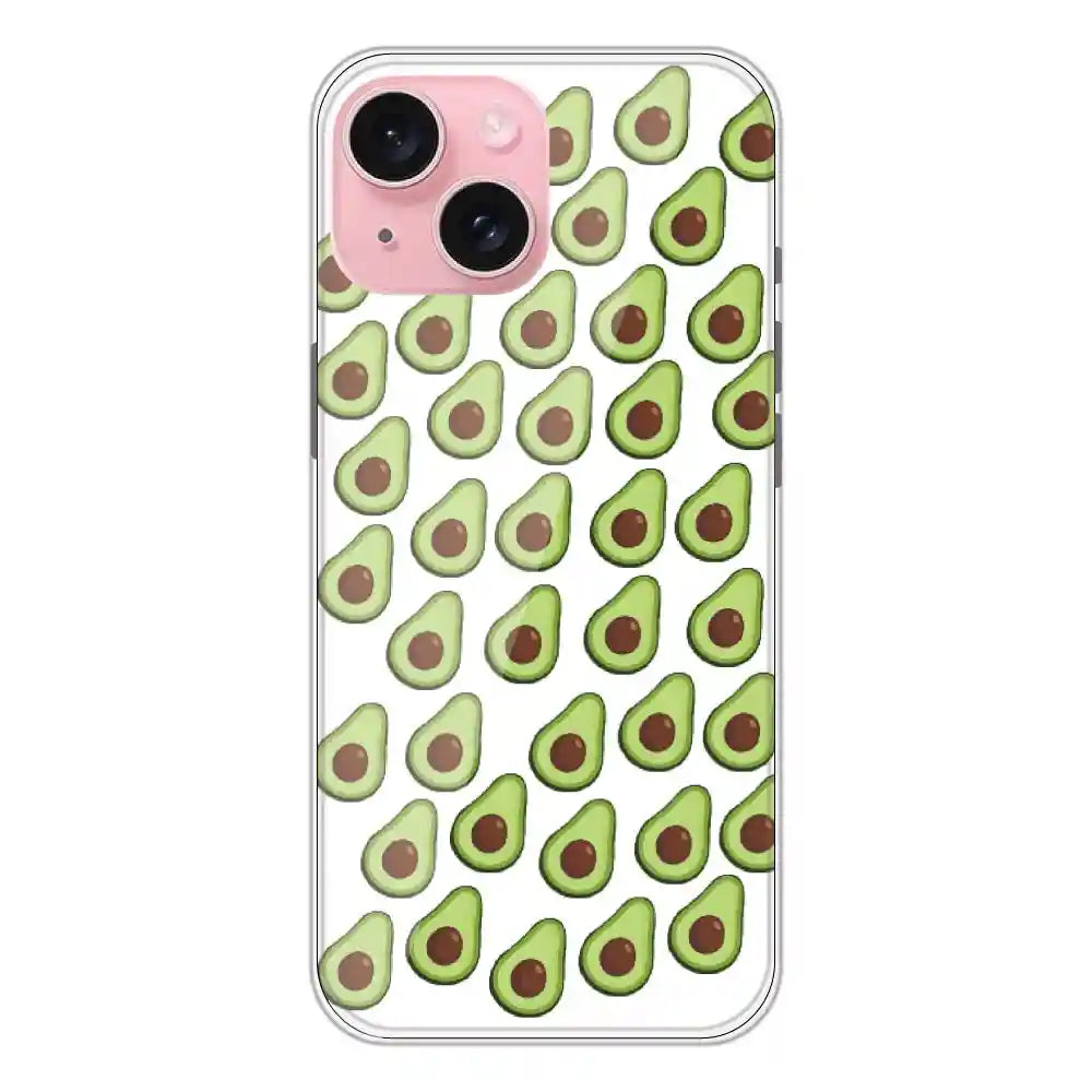 Avocado - Clear Printed Silicone Case For Apple iPhone 15